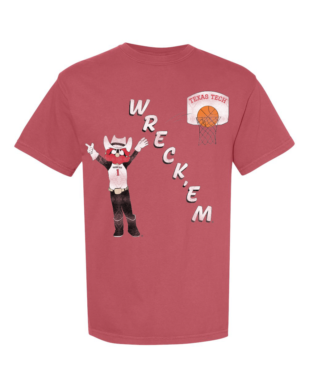 Texas Tech Retro Basketball Red Comfort Colors Tee