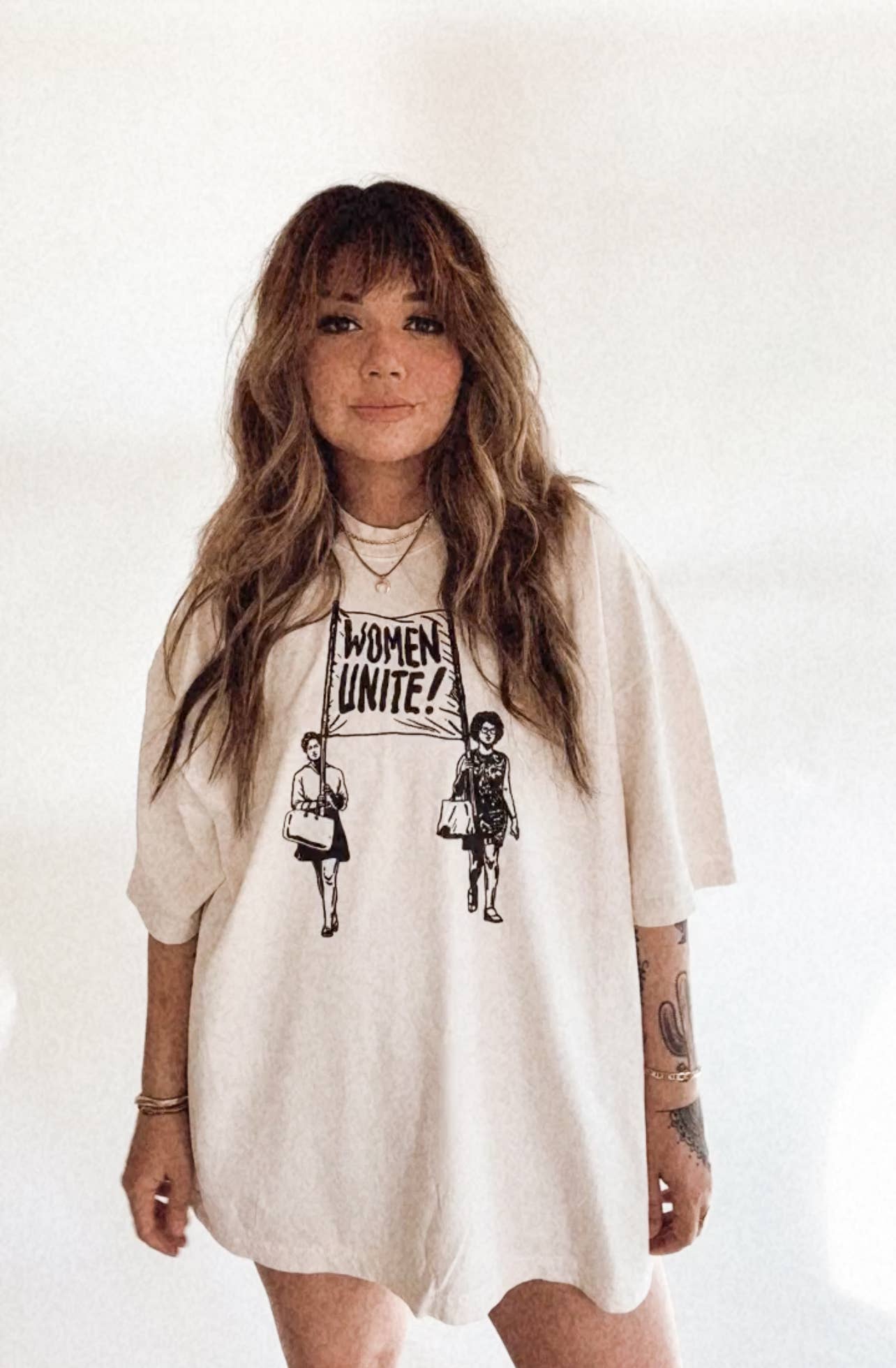 Women Unite Feminist Social Justice Graphic Tee - Ivory