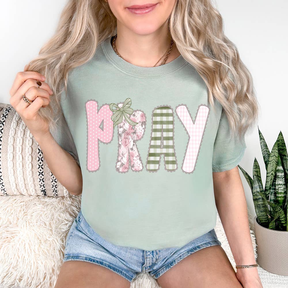 Pray Pink/Green Pattern Tee