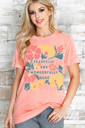 Women Floral Graphic Print Mineral Wash Top