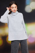Cozy Split-Hem Turtleneck Sweater