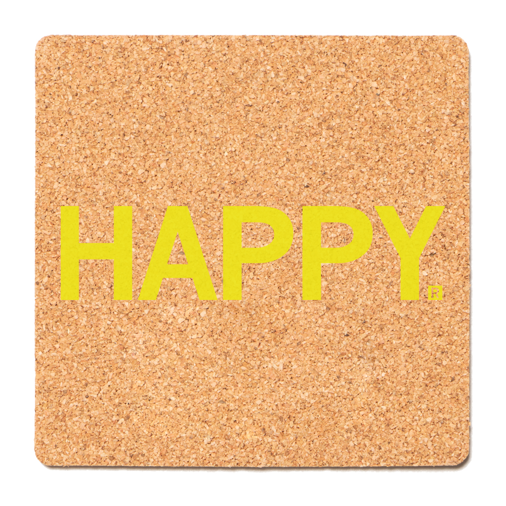 Happy Cork Coaster