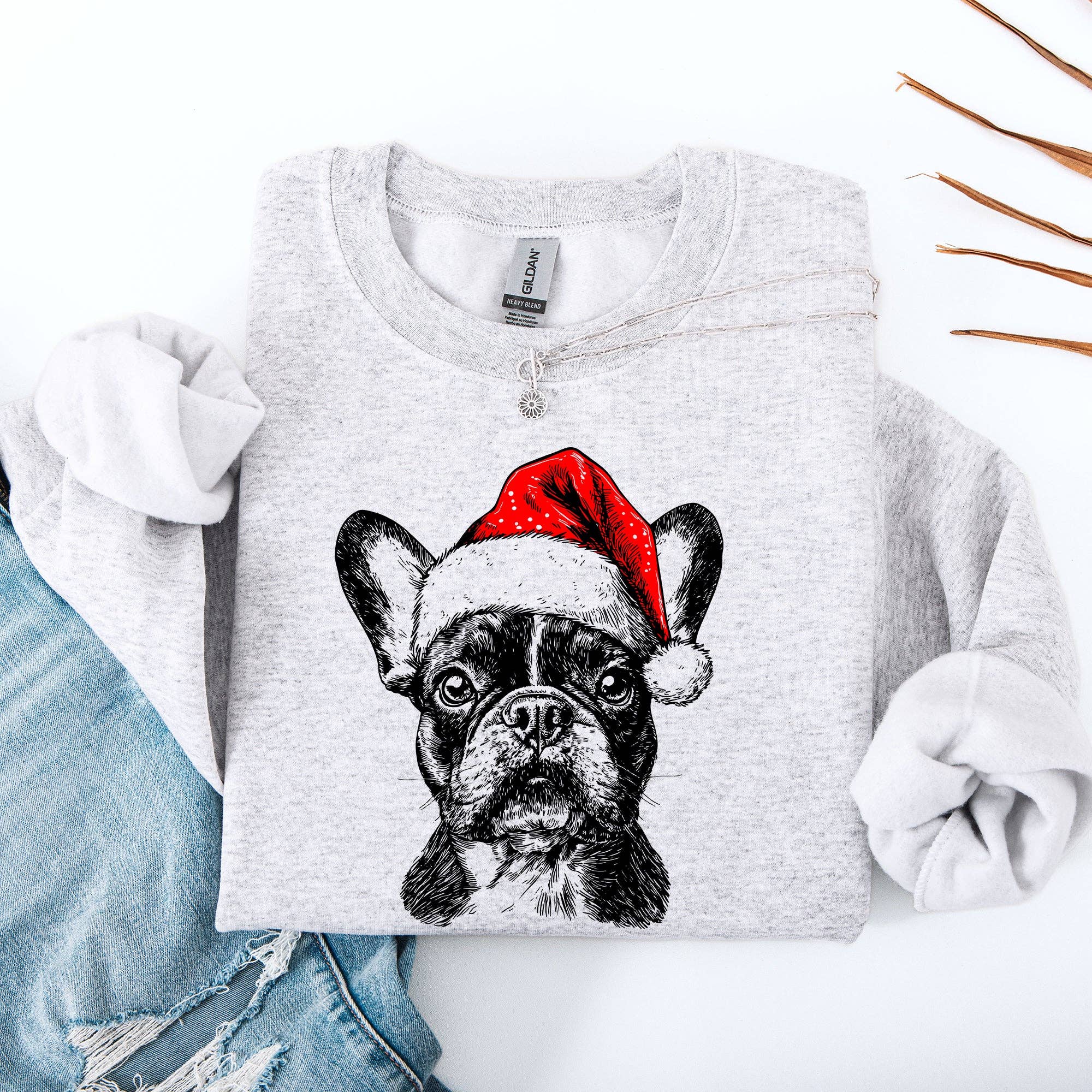 Frenchie, Santa, French Bulldog, Christmas, Pet Sweatshirt