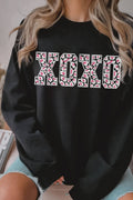 Xoxo Leopard Valentine Graphic Brushed Sweatshirts
