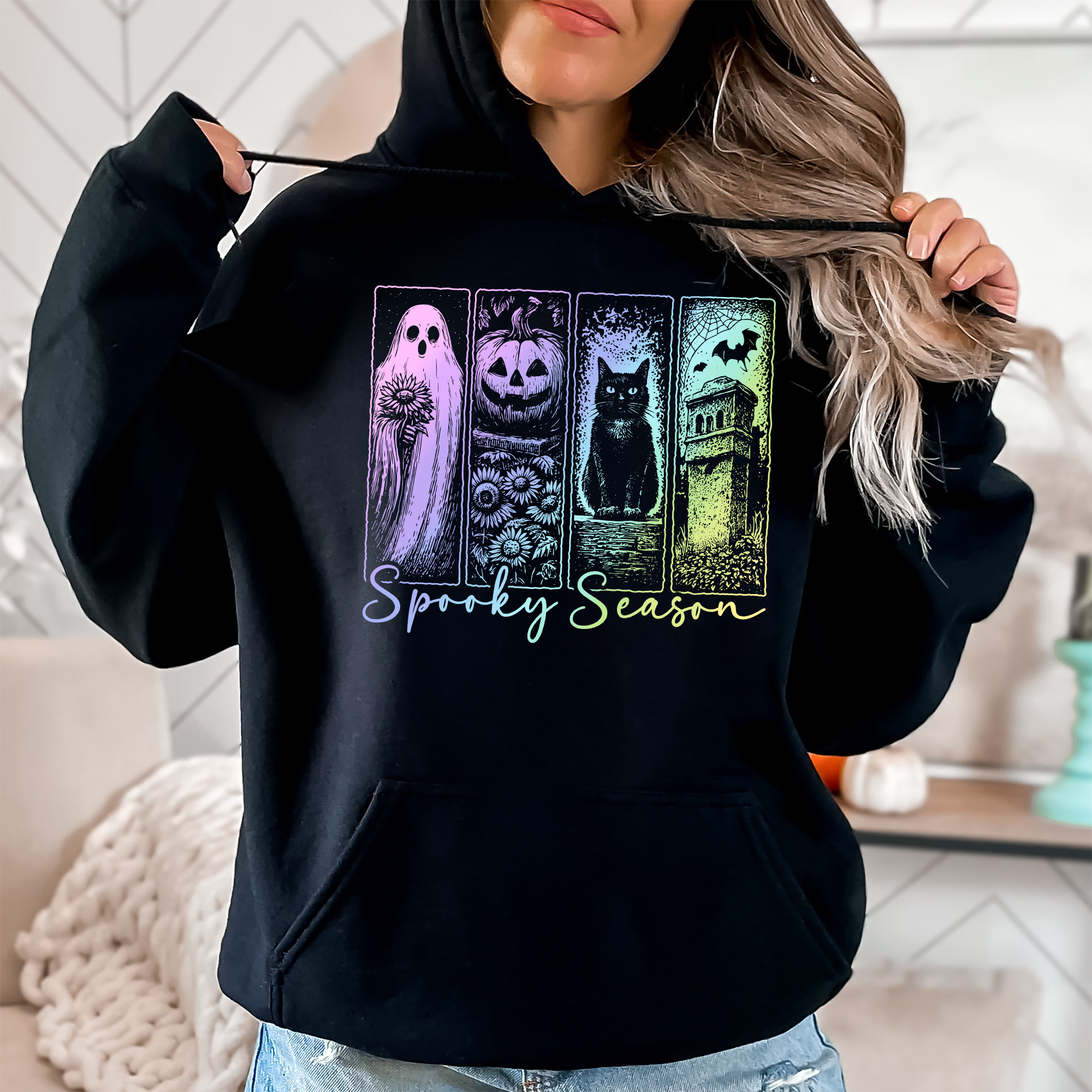 Spooky Season Pastel Vintage Halloween Horror Retro Hoodie