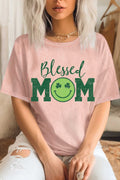 Blessed Mom Lucky Clover Smile Mineral Graphic Tshirts
