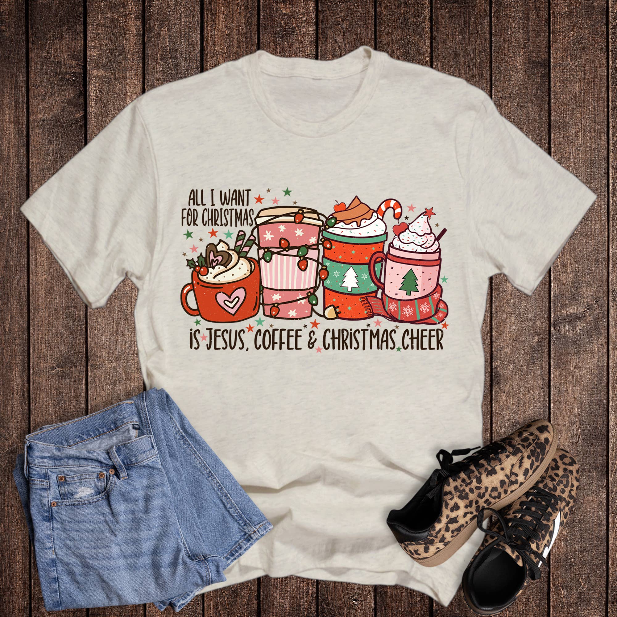 Christmas Jesus Coffee Cheer Graphic Tee
