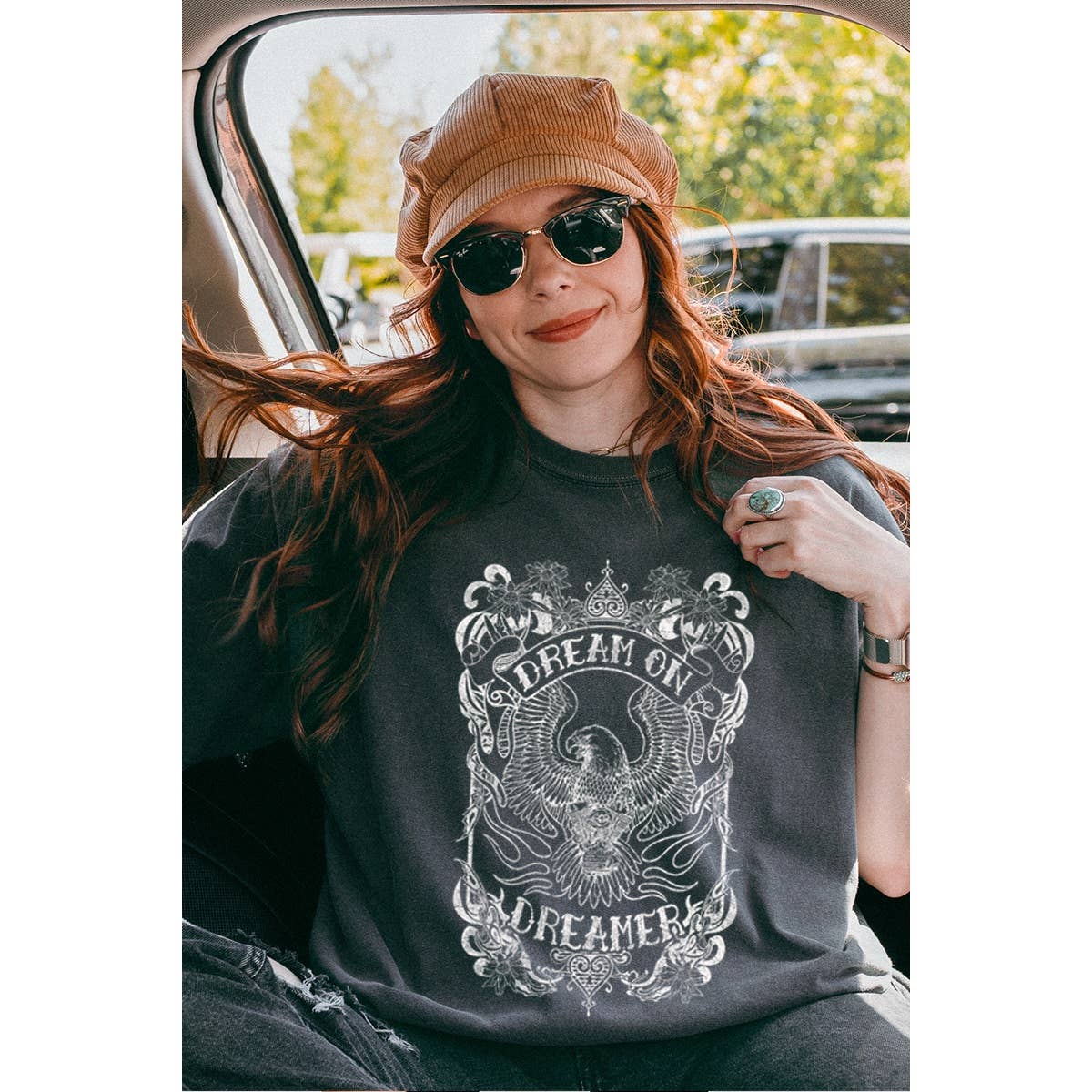 Dream On Dreamer Mineral  Vintage Graphic Oversized Tee