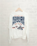 Auburn Tigers Established Helmet White Thrifted Sweatshirt