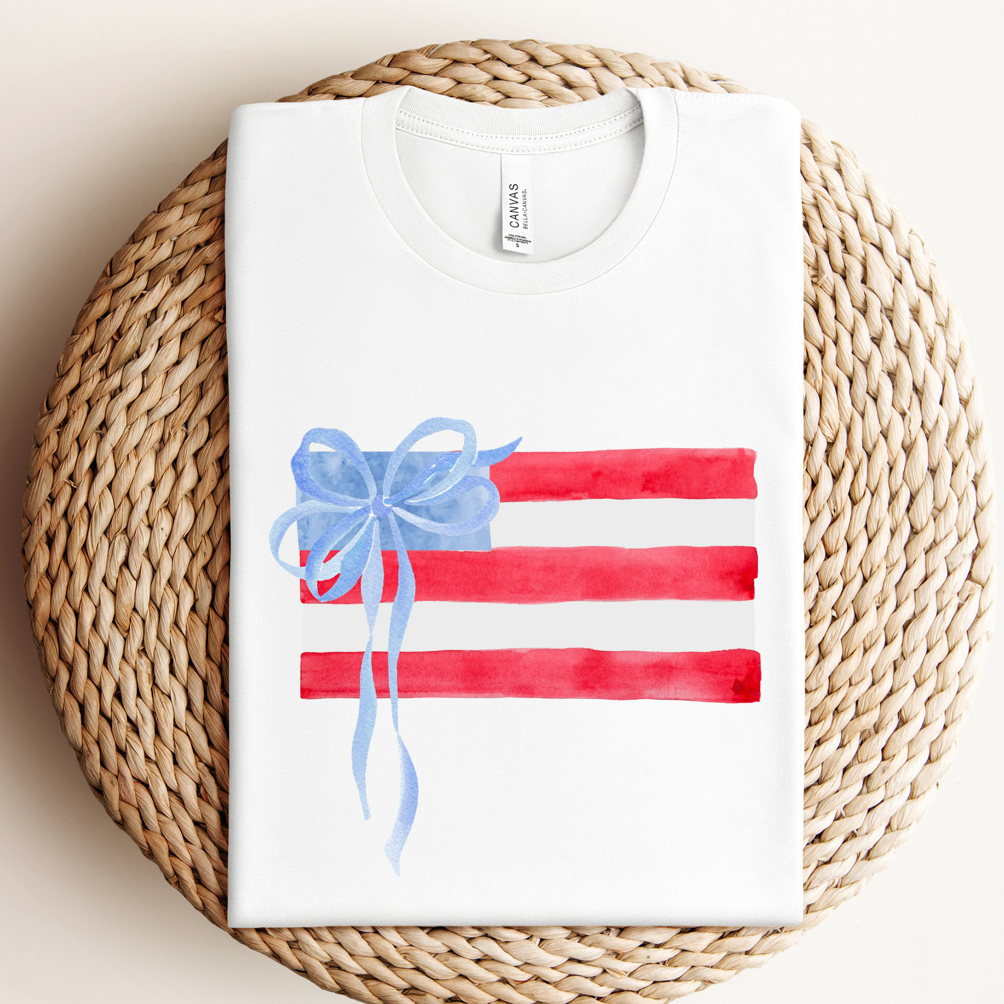 Watercolor Coquette American Flag Graphic Tee