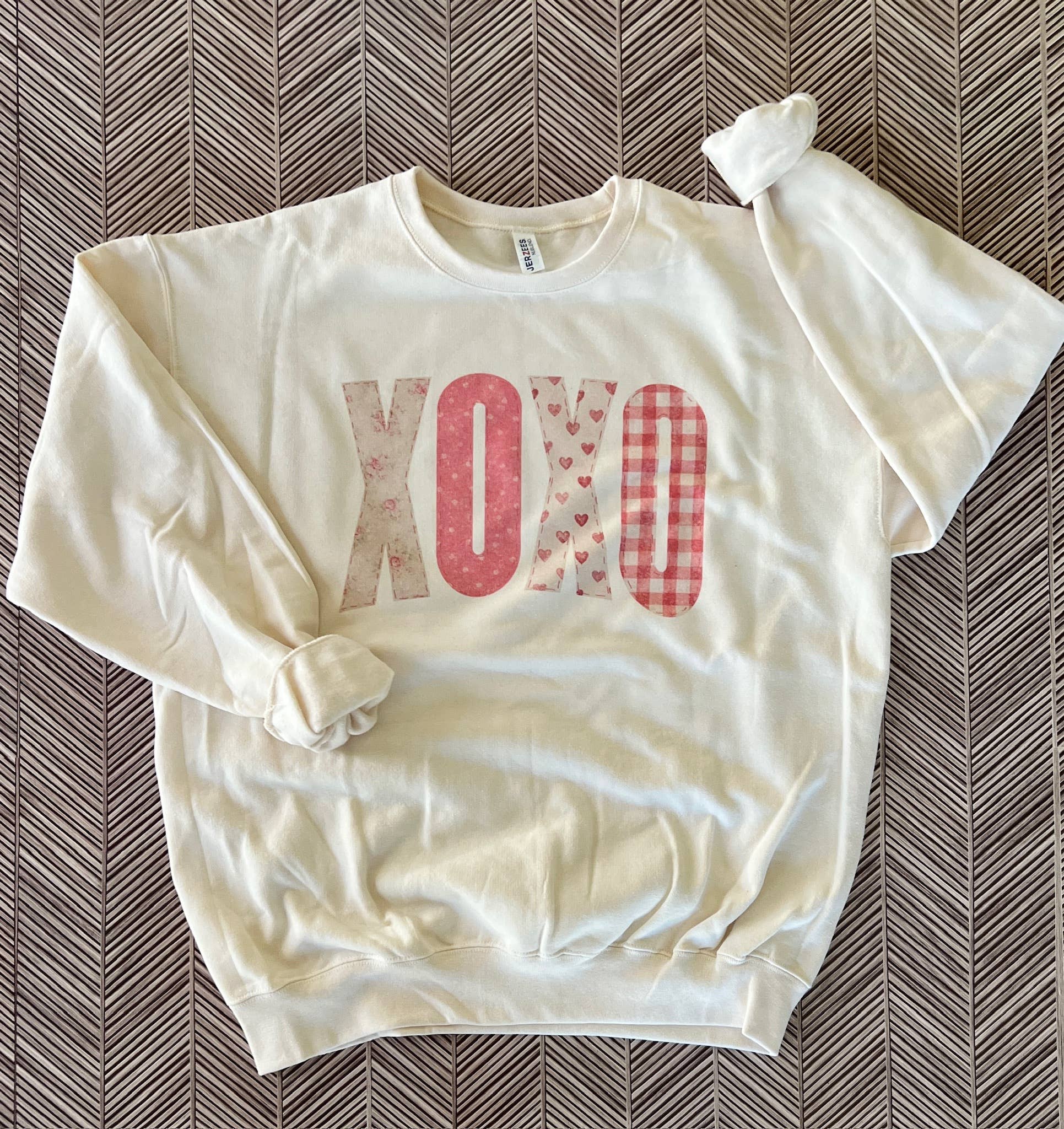 Xoxo Patchwork On Cream Sweatshirt