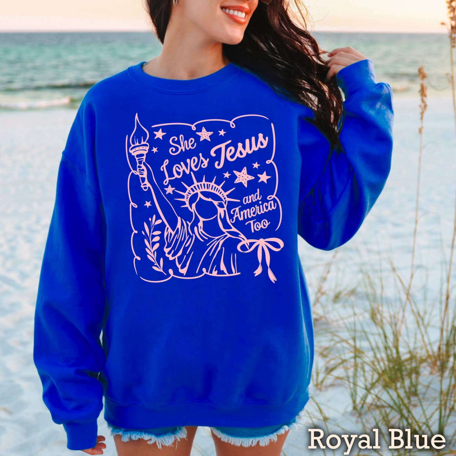 She Loves Jesus  Patriotic Sweatshirt | July 4th Sweatshirt