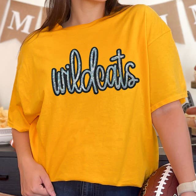 Wildcats Sequin Patch Gold Everyday Tee