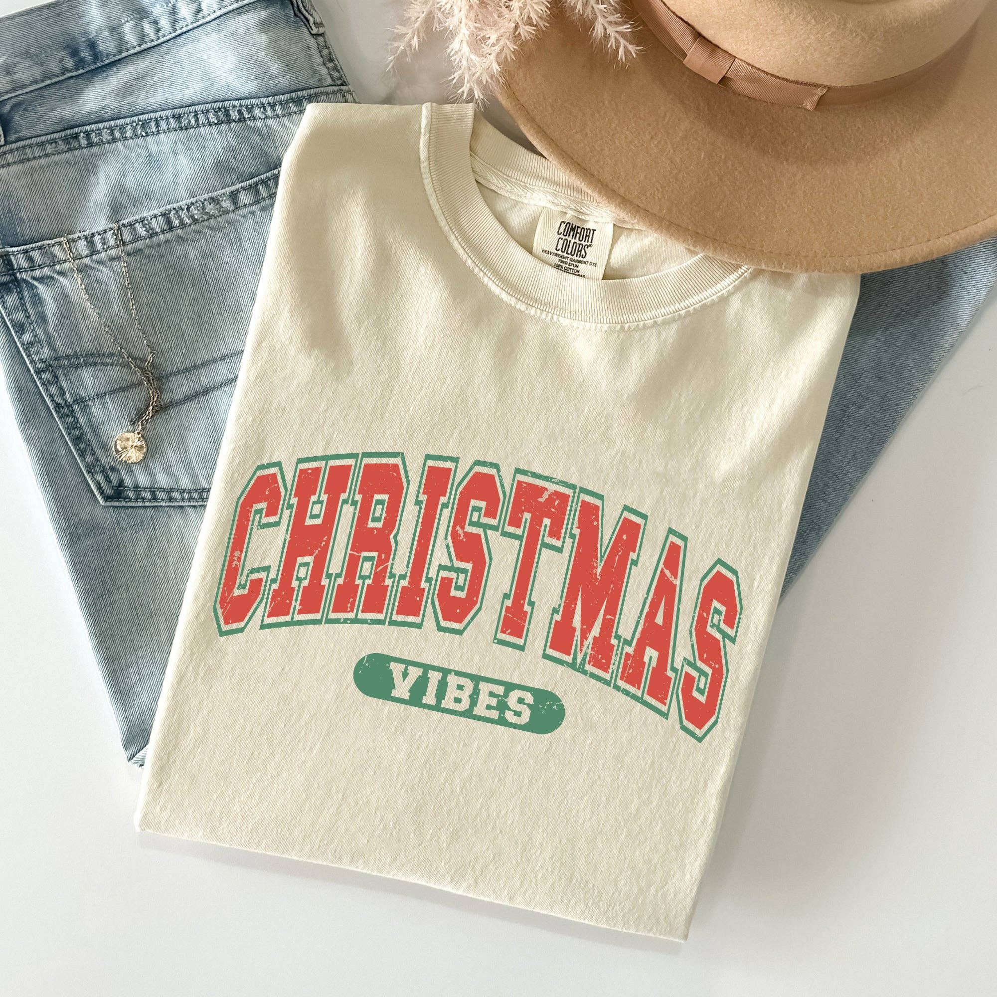 Christmas Vibes, Retro, Varsity, Santa, Snow, Xmas Tshirt