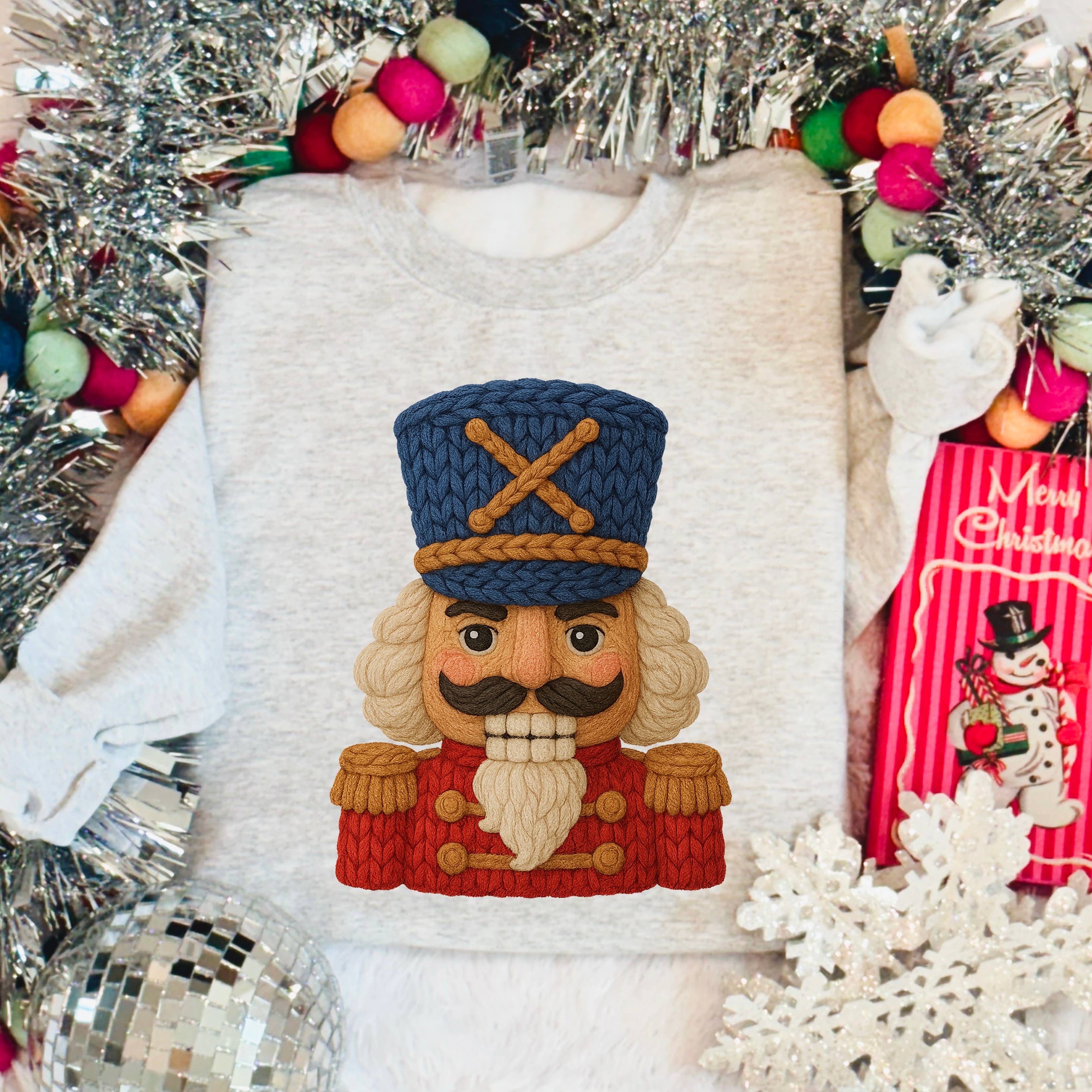 Faux Yarn Nutcracker Christmas 202Sweatshirt Gildan