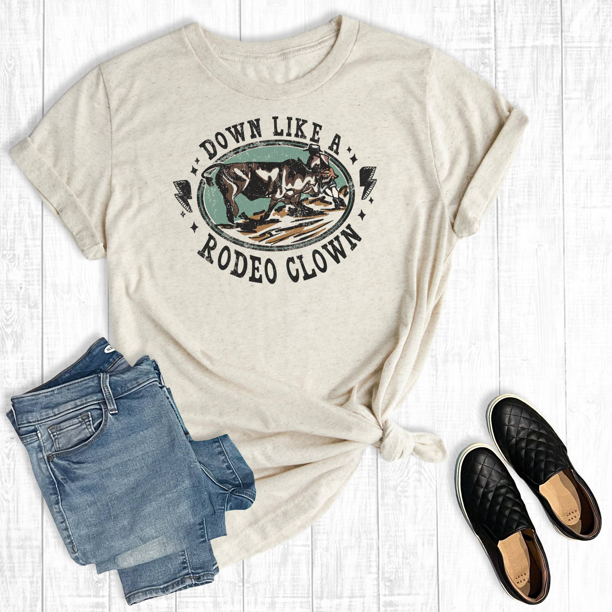 Western Down Like A Rodeo Clown Graphic Tee