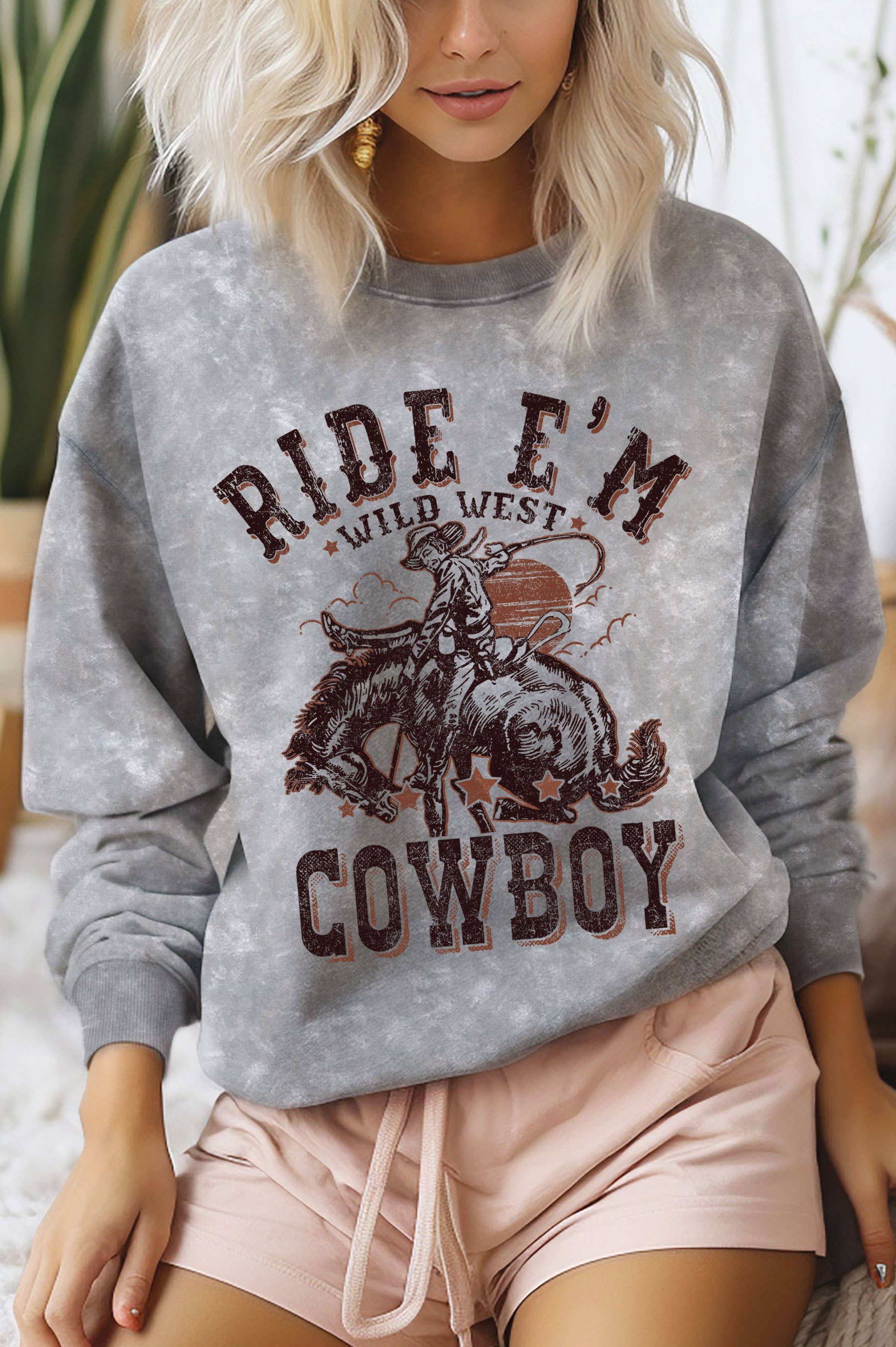 Ride E'm Cowboy Mineral Graphic Brushed Sweatshirts