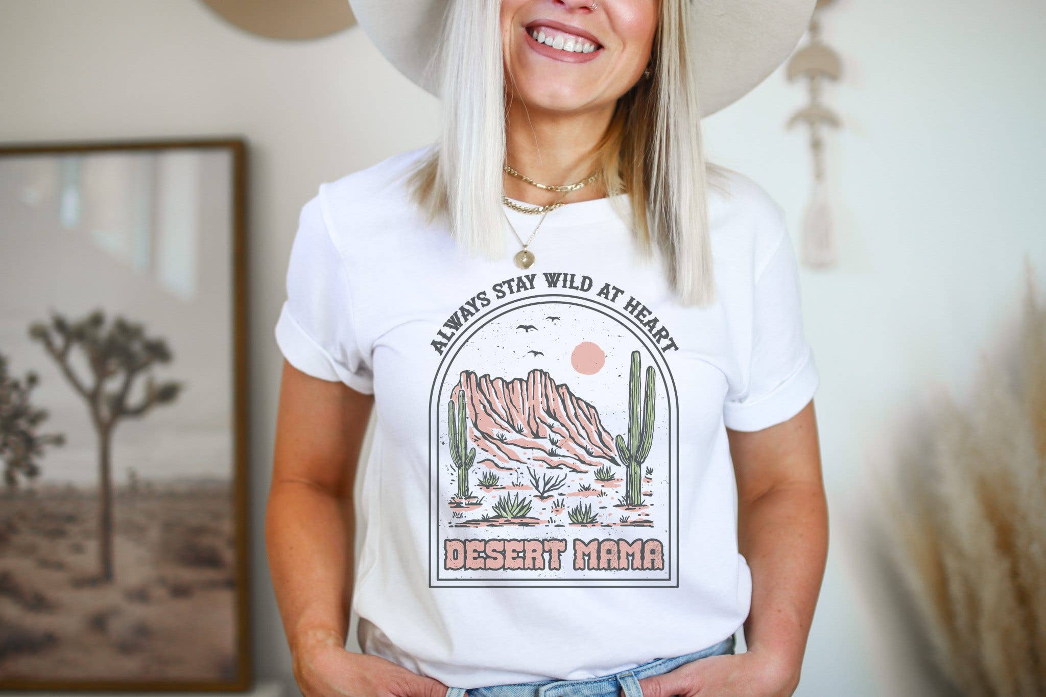 Wild At Heart Mama Women's Graphic Tee Western Cactus Tees
