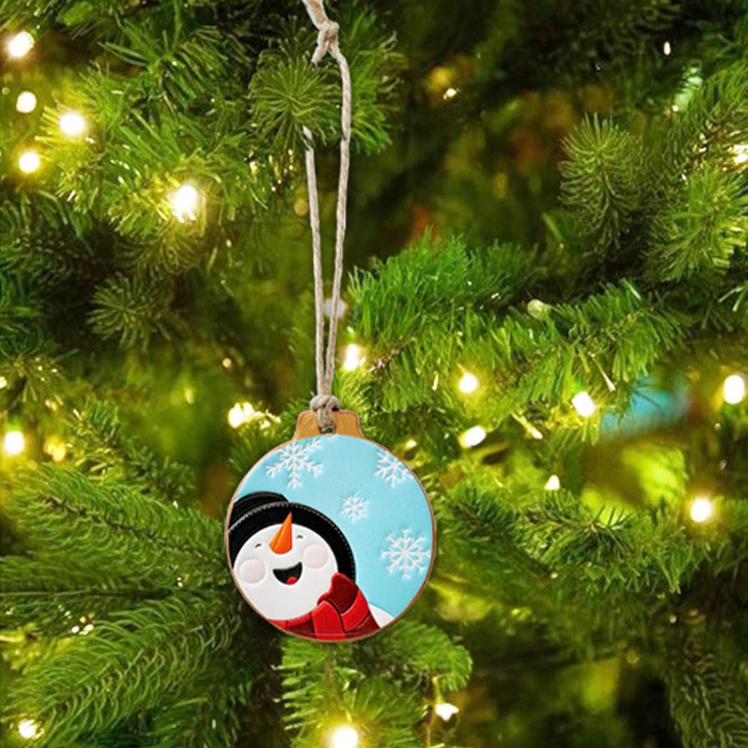 Snowman Snowflake Leather Christmas Tree Ornament