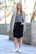 Elastic Waist Tulip Hem Skirt with Side Pockets