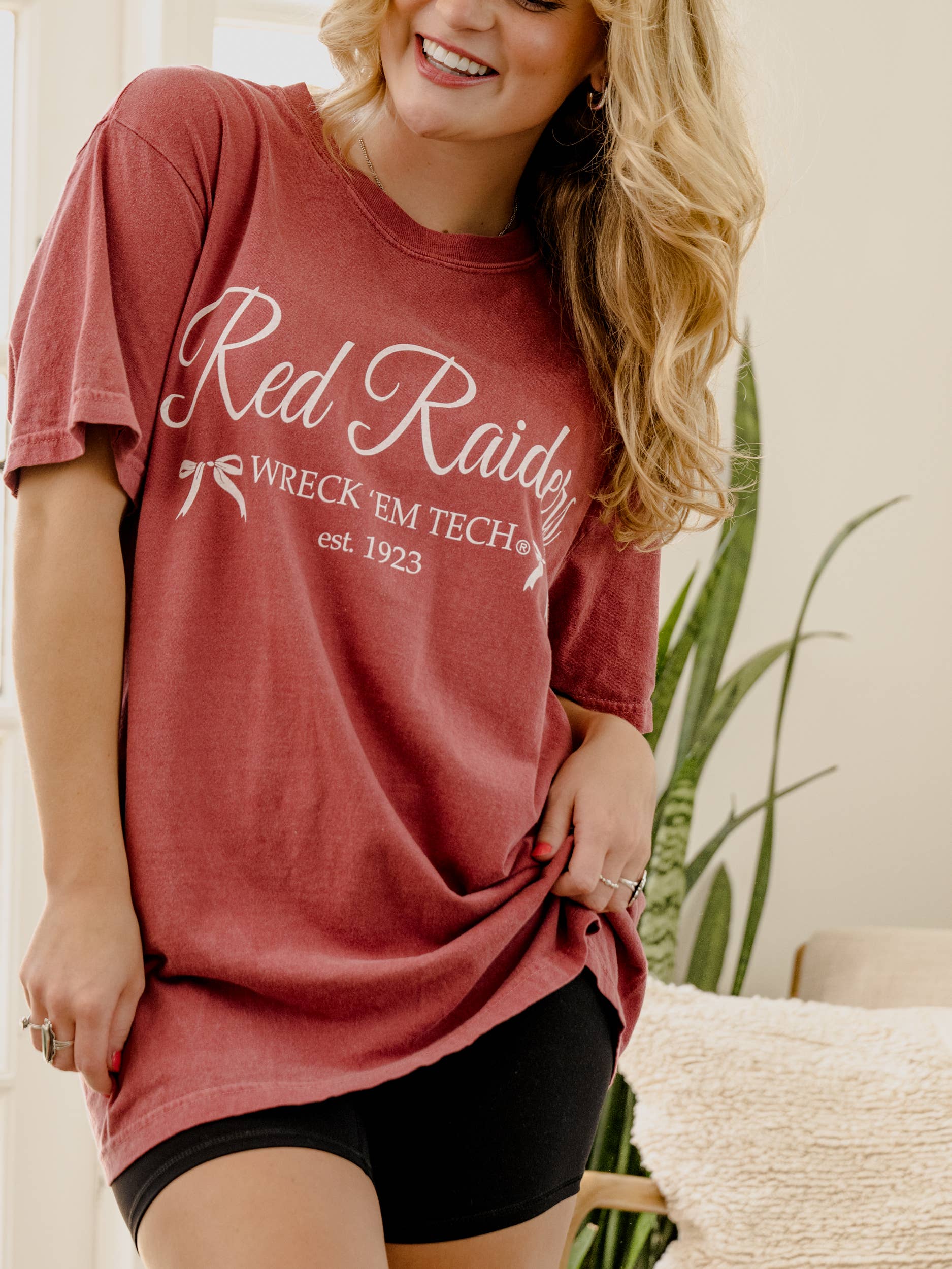 Texas Tech Established Bows Red Comfort Colors Tee