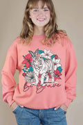 Be Brave Floral Tiger Graphic Brushed Sweatshirts