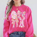 Glittery, Rabbits and Eggs, Easter, Bunny, Pastel Sweatshirt