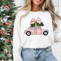 Pink Christmas Car Christmas 2025 Sweatshirt Gildan