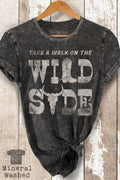 Wild Side Graphic Print Mineral Wash Loose Top