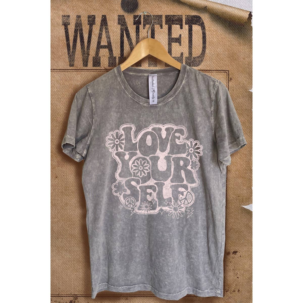 Love Yourself Mineral Wash Vintage  Graphic  Tee