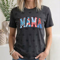 Patriotic Mama, Fourth of July, America Star Pattern T-Shirt