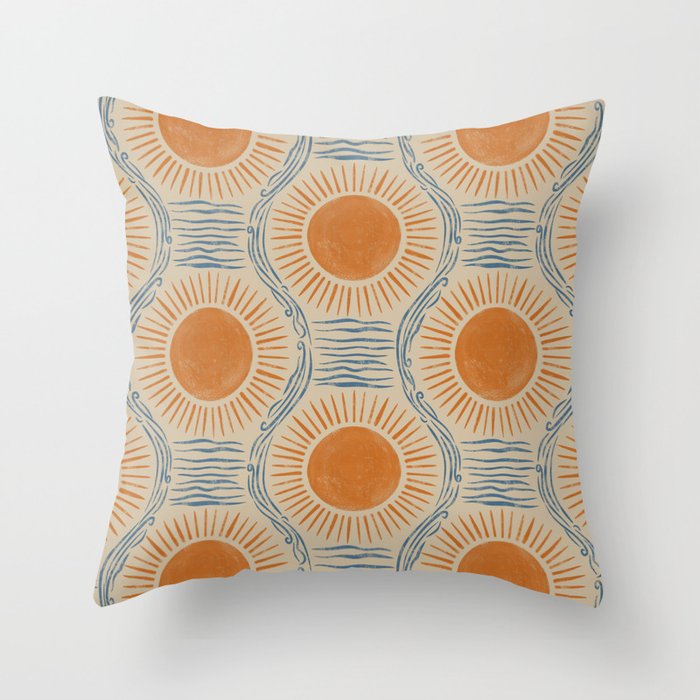 Boho Sun and Sea Vintage Ogee Throw Pillow Gallery Image 6