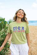 USA with Flag Pattern  Supima Mineral Washed Tee