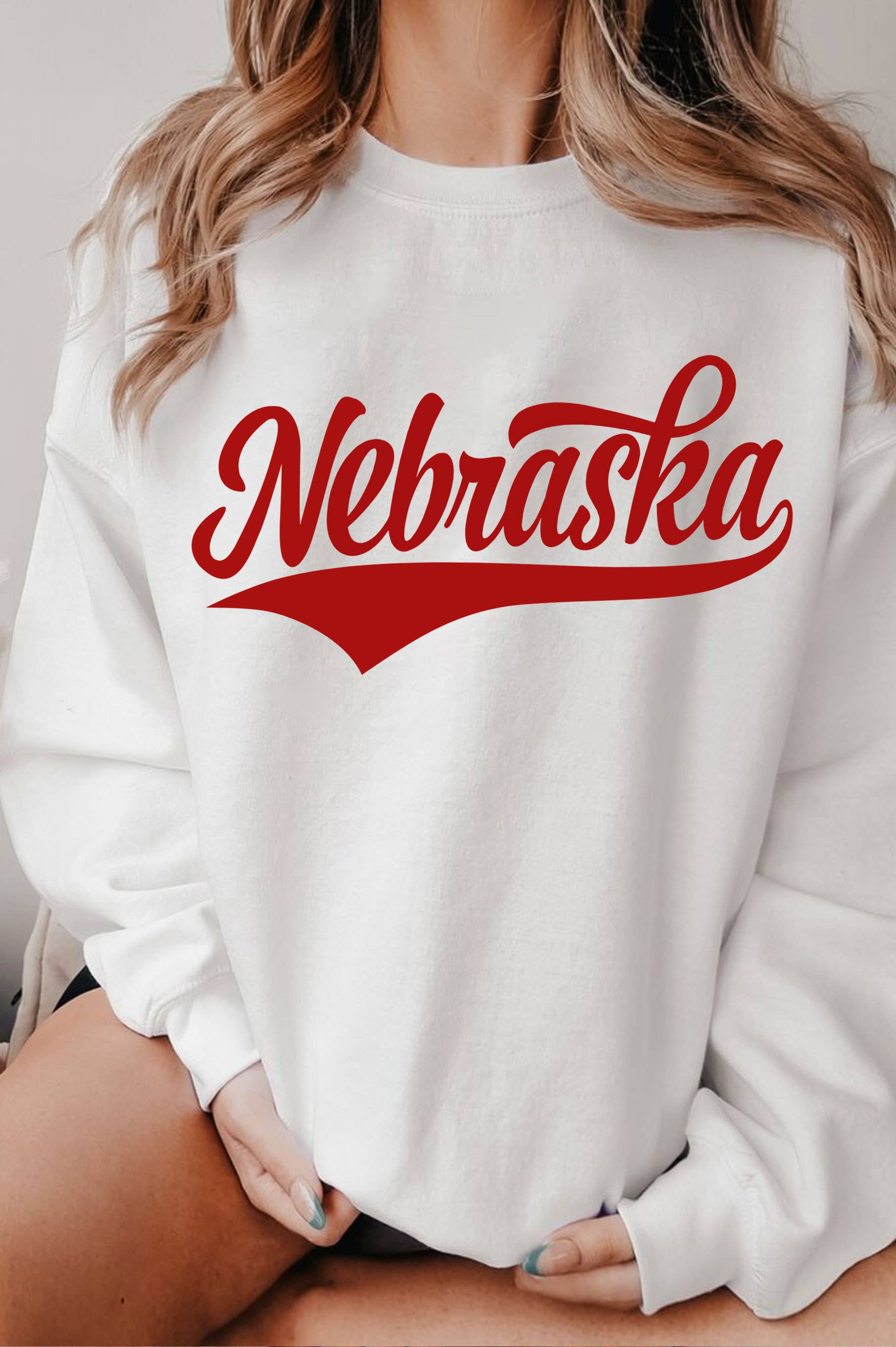 Nebraska Puff Graphic Brushed Sweatshirts