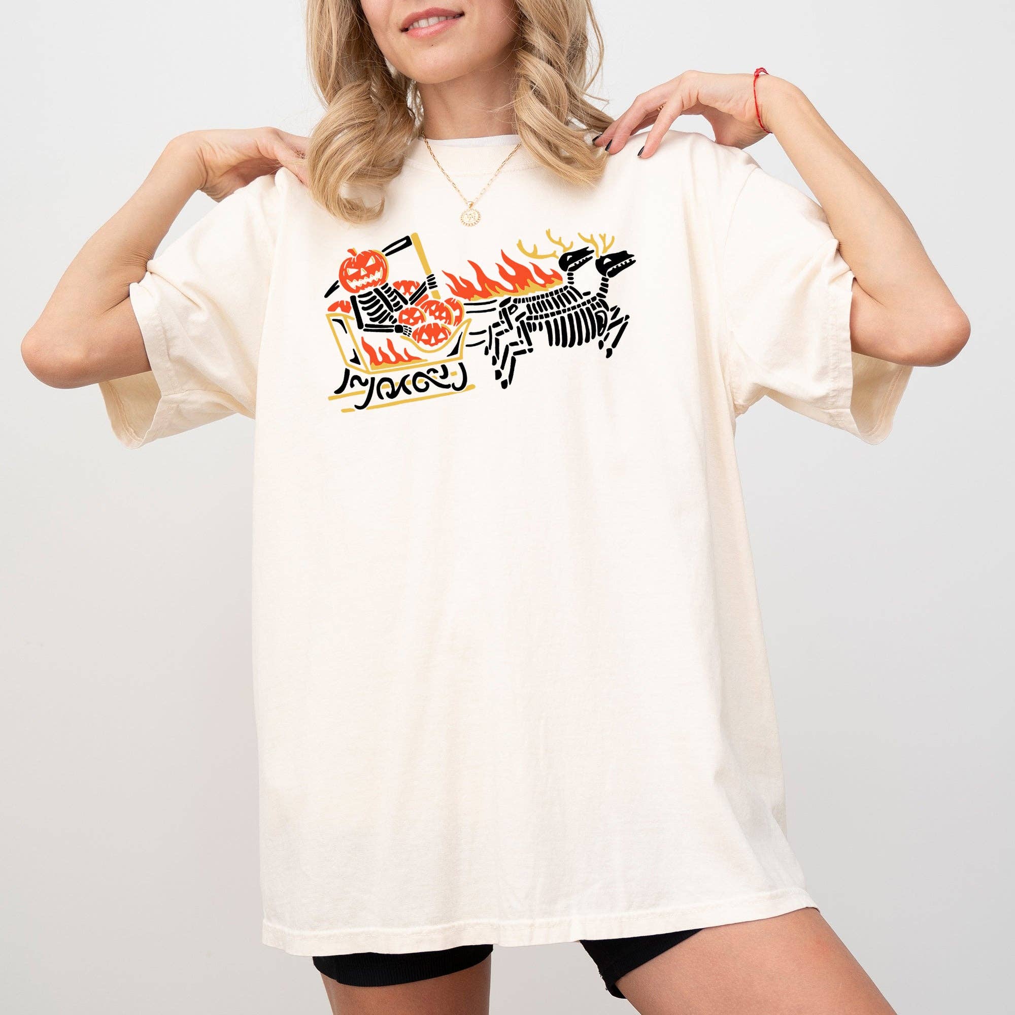 Pumpkin Head, Sleigh, Santa, Skeleton, Halloween T-Shirt