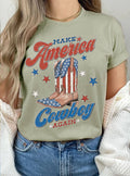 Make America Cowboy Again Flag Boots Graphic Tshirts