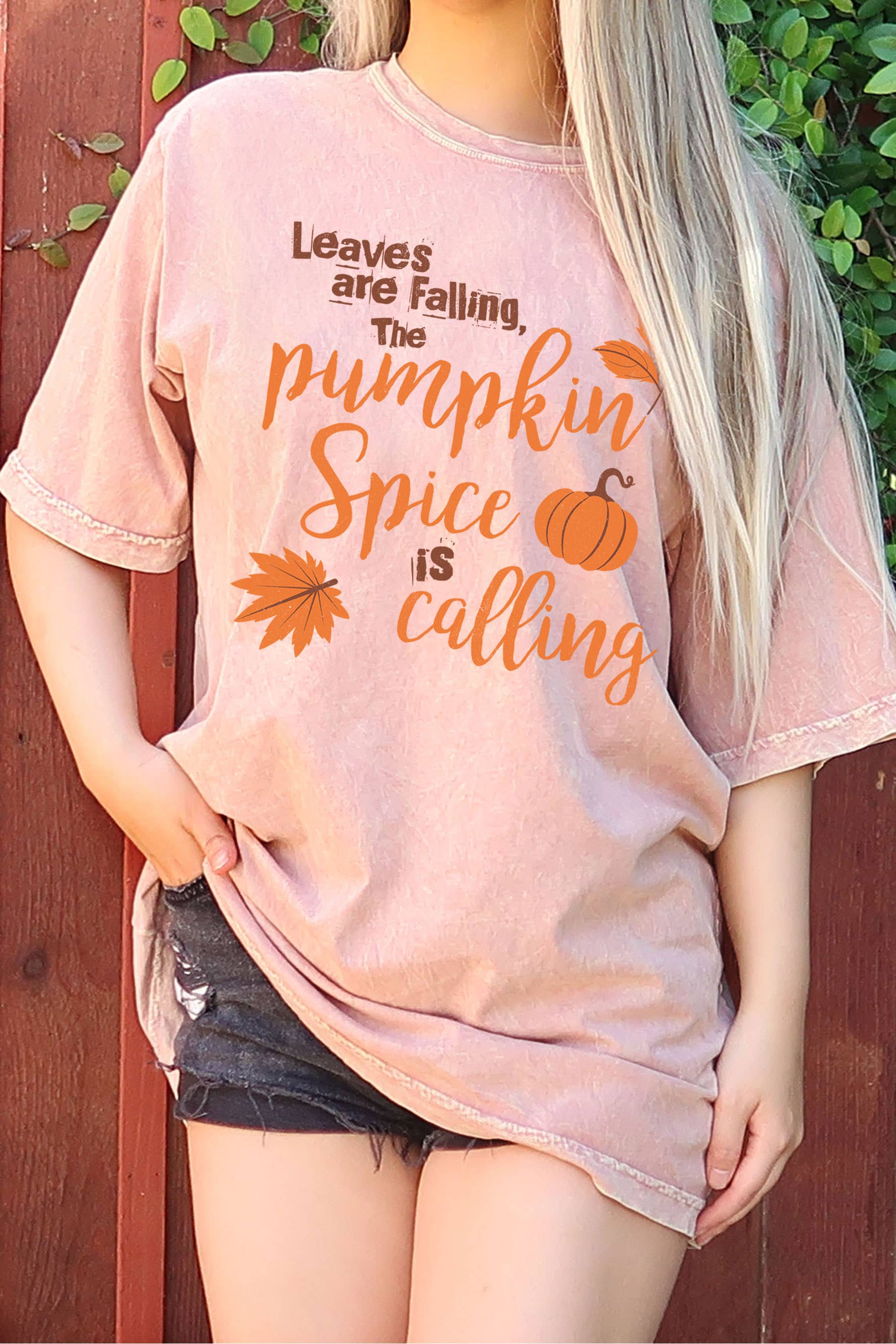The Pumpkin Spice Is Calling Fall Oversize Mineral Tshirts