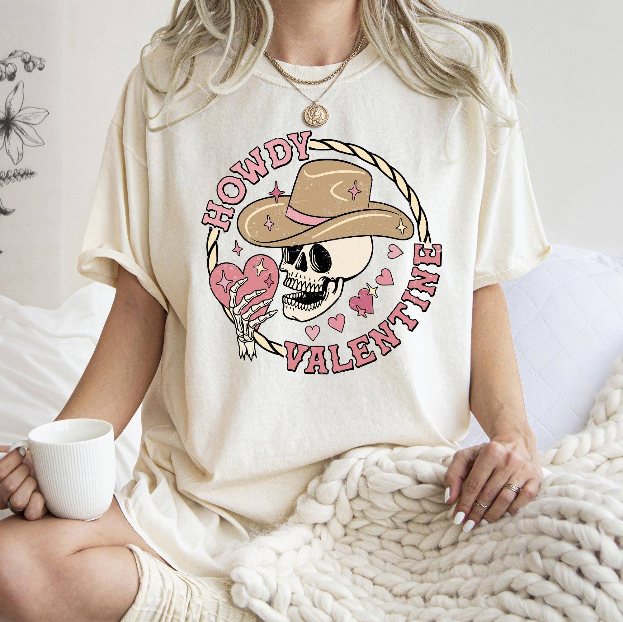 Valentine's Day Skeleton Cowboy T-Shirt, Western Style