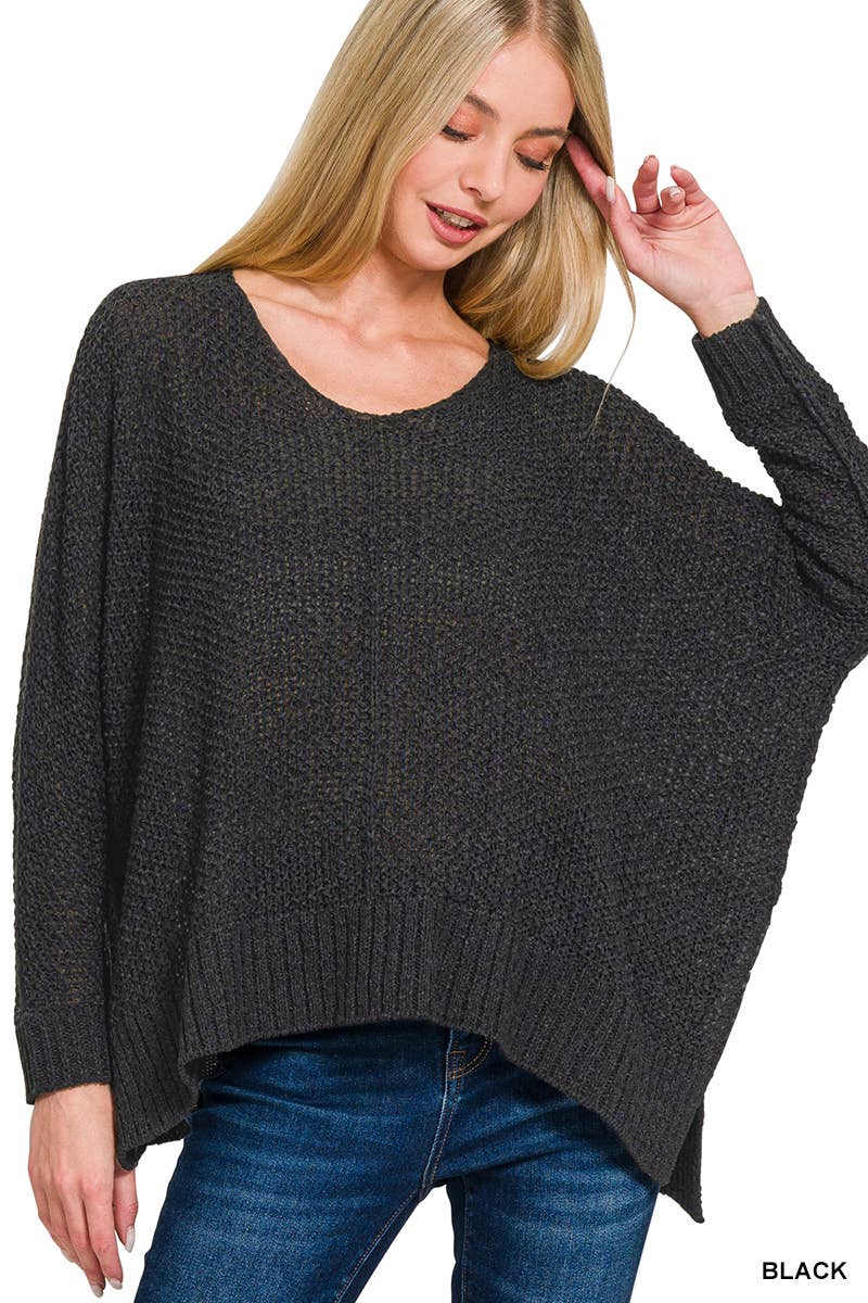 0806 Dolman Sleeve V Neck Sweater SI-27127