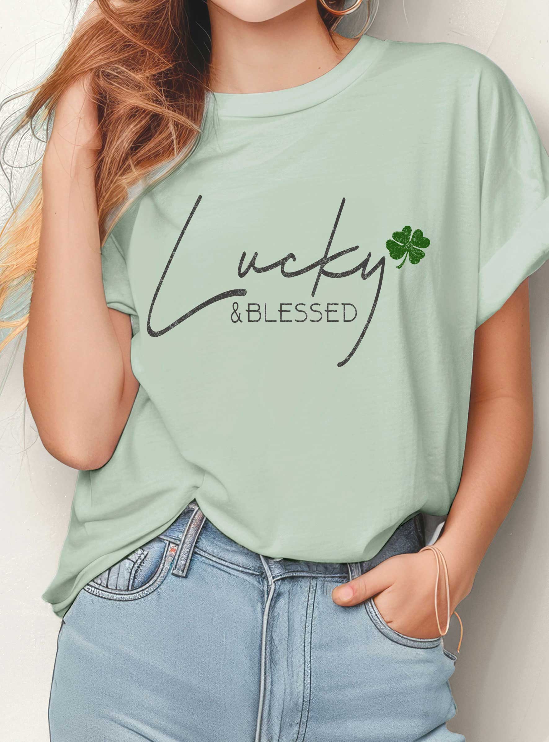 Lucky and Blessed Clover Graphic Tshirts