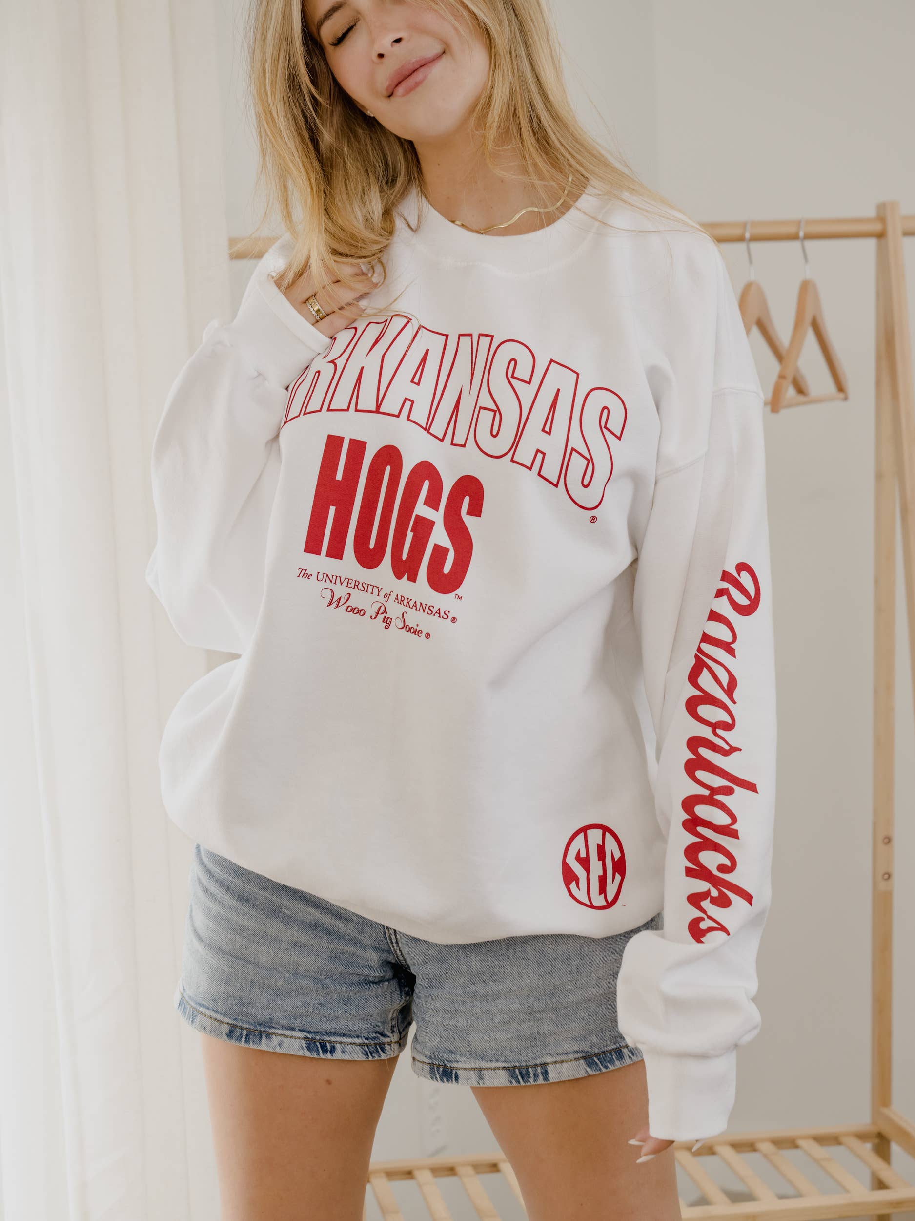 Arkansas Razorbacks Hogs Sec Sporty White Sweatshirt