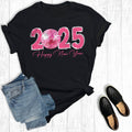 Happy New Year 2025 Pink Disco Ball Graphic Tee