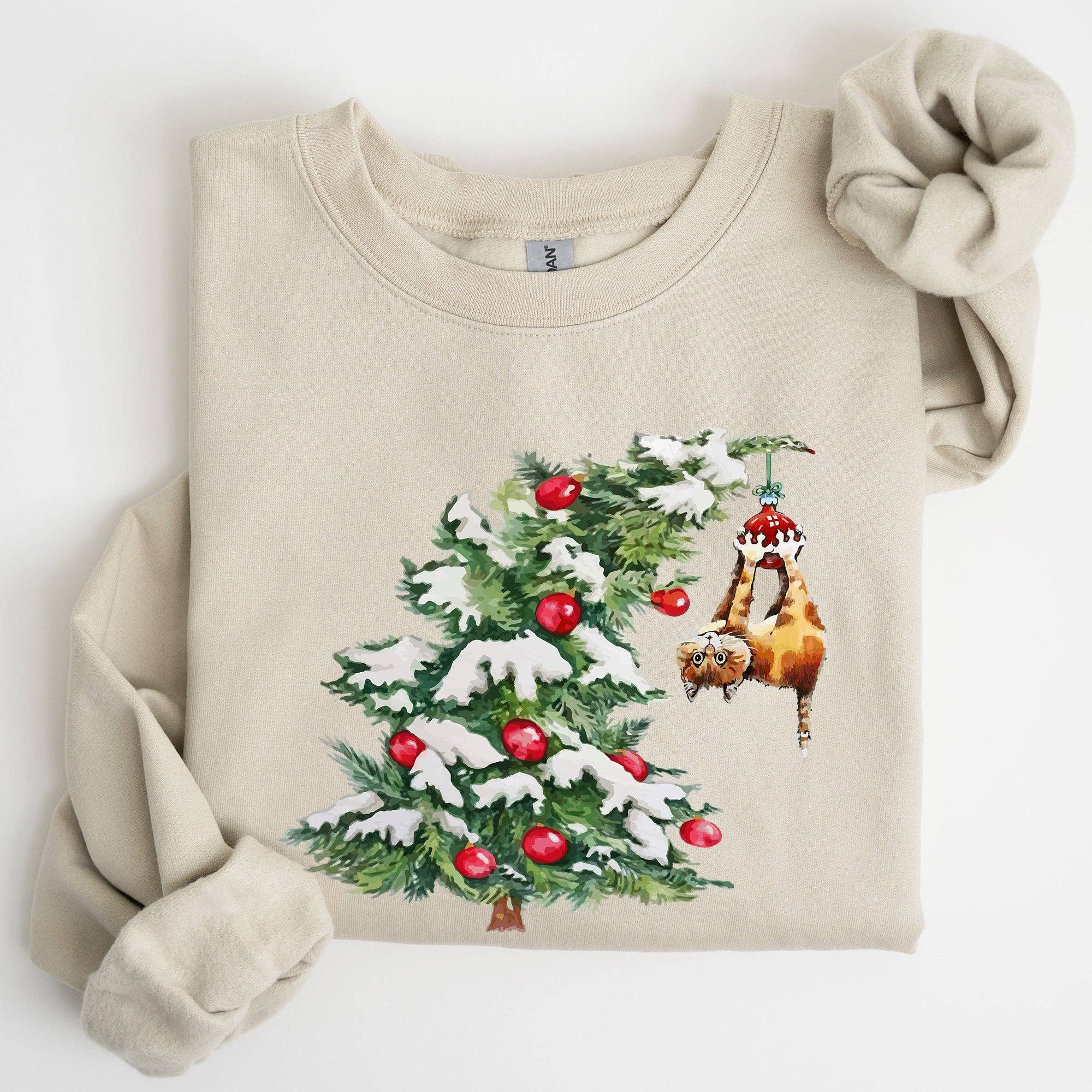 Cat Christmas Tree, Funny, Naughty, Santa, Xmas Sweatshirt
