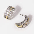 Triple Linear Cz Crescent Shape Post Earrings