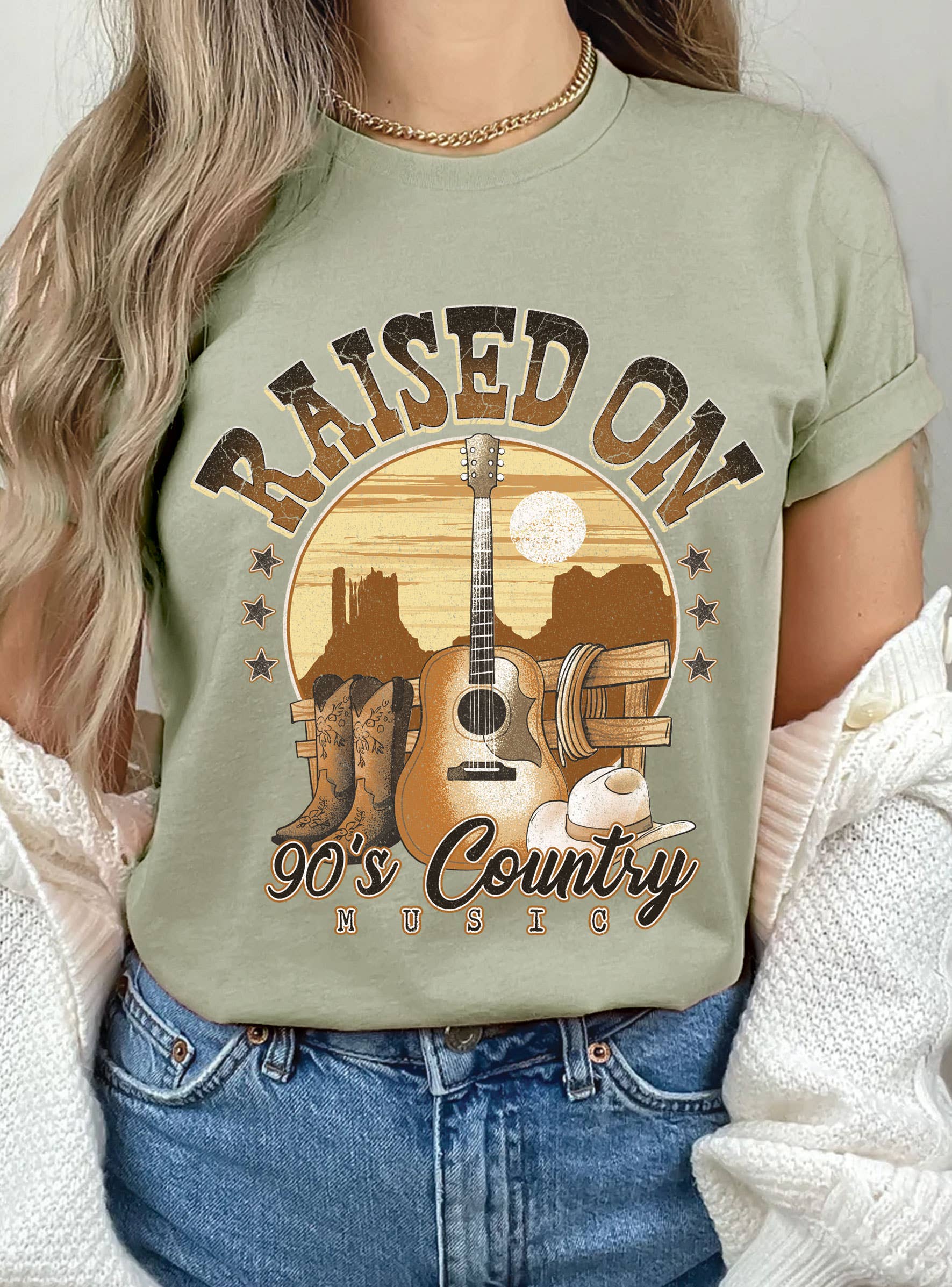 Raised On 90's Country Guitar Graphic Tshirts