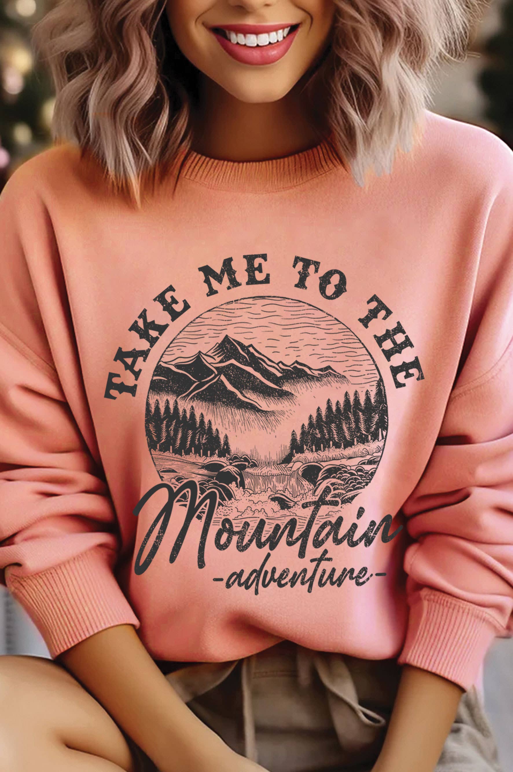 Take Me To the Mountain Adventure Graphic Brushed Sweatshirt