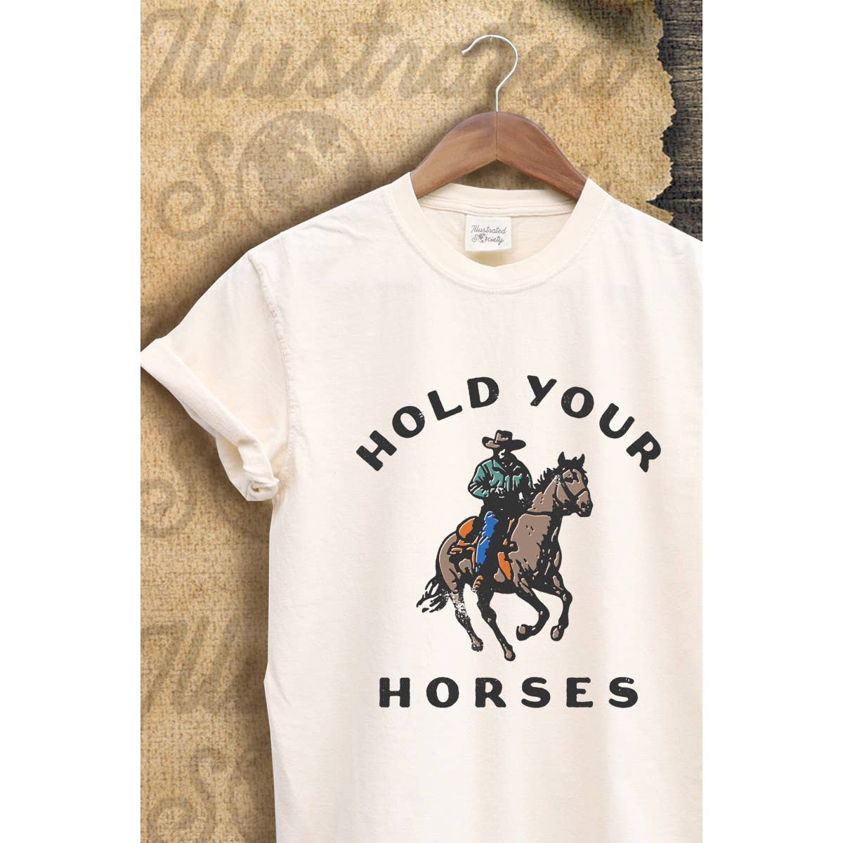Hold Your Horses Vintage Graphic  Tee