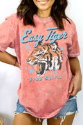 Women Tiger Graphic Print Mineral Wash Top