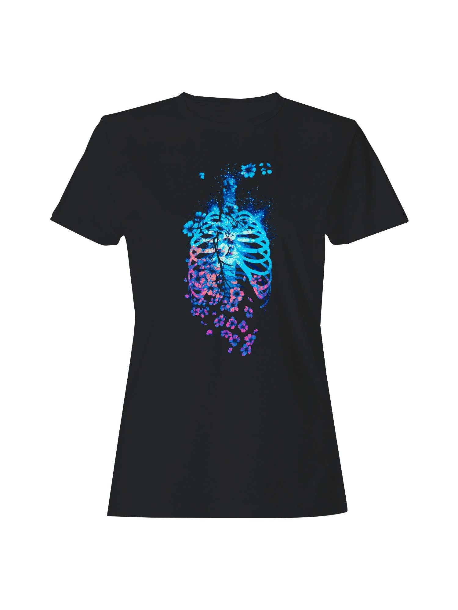 Neon Floral Ribcage Art Women's T-Shirt