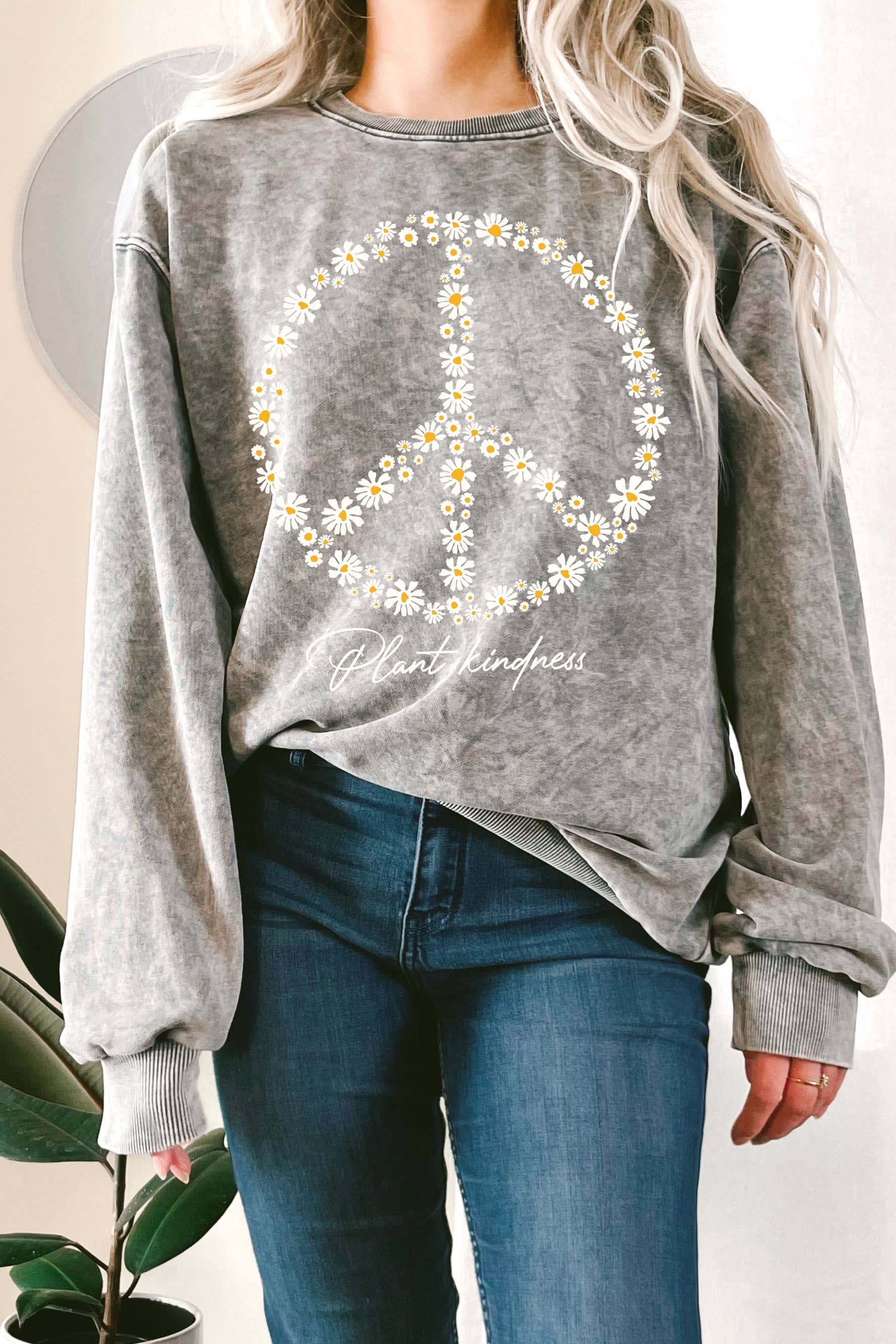 Peace Flower Plant Kindness Mineral Terry Sweatshirts.!